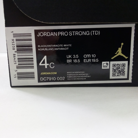 Jordan Pro Strong Baby & Toddler 4C Black White Basketball Shoes DC7910-002 - Picture 8 of 8